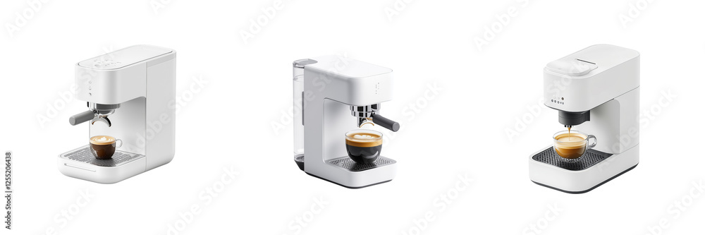 Showcasing a modern coffee brewing machine in bright kitchen light Showcasing a modern coffee brewing machine in bright kitchen light