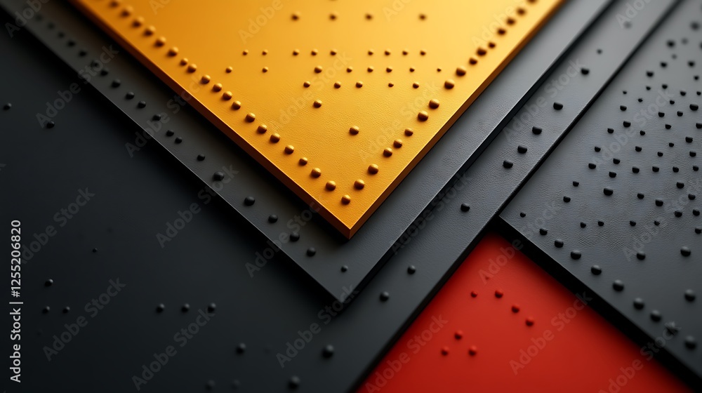 Obraz premium Abstract Geometric Pattern with Orange Black and Red Panels