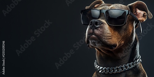 Dog Wearing Sunglasses, Stylish Collar photo