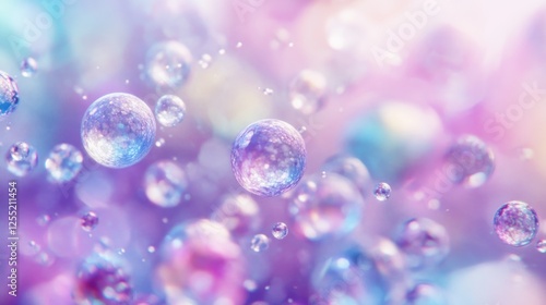 Wallpaper Mural Bubbles floating in a dreamy, pastel-colored background with soft light reflections. Ideal for concepts of purity, relaxation, and modern design. Torontodigital.ca