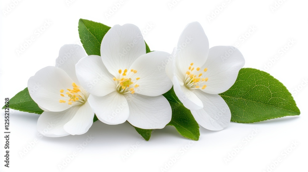 Delicate Jasmine Flowers On White Background Delicate Jasmine Flowers On White Background