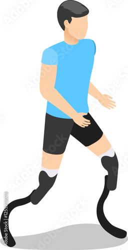 Young athlete with prosthetic legs running, demonstrating resilience, determination, and the power of the human spirit in overcoming physical limitations