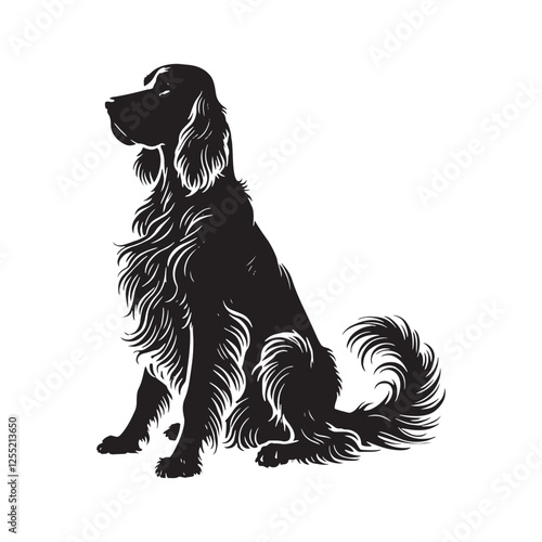 Sleek Irish Setter silhouette highlighting its noble structure - Irish Setter illustration - minimal Irish Setter vector - dog silhouette
