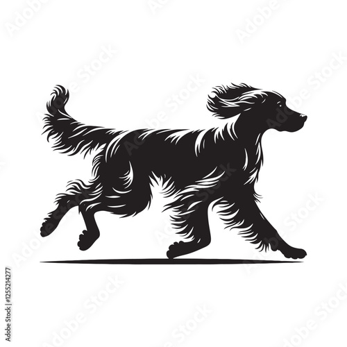 Modern Irish Setter silhouette capturing its energetic pose - Irish Setter illustration - minimal Irish Setter vector - dog silhouette

