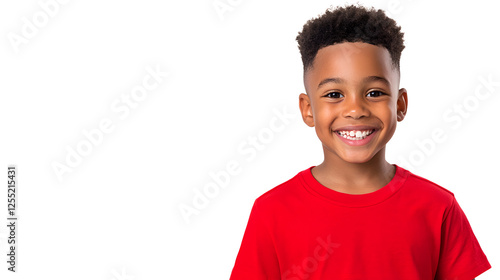 Black skin boy is smiling portrait, isolated on white background