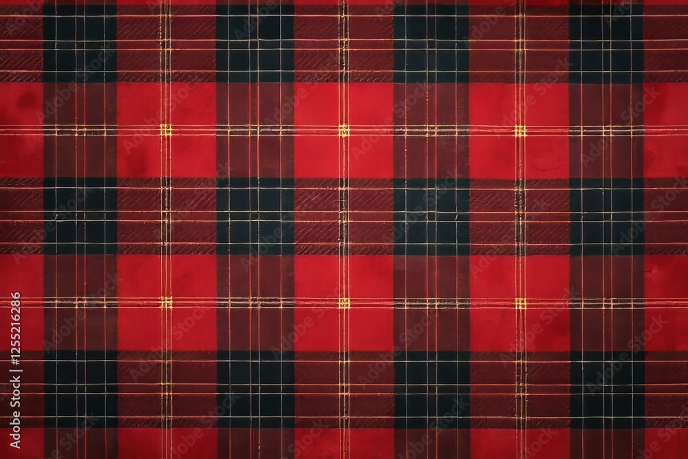 Red, Black, and Gold Plaid Fabric Texture Background - Seamless Pattern Red, Black, and Gold Plaid Fabric Texture Background - Seamless Pattern