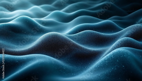 Ethereal Waves An Abstract Blue Landscape of Sparkling Undulating Forms photo