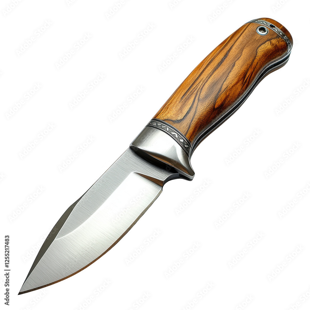 A knife with a wooden handle and a silver blade A knife with a wooden handle and a silver blade