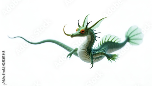 High-Resolution Image of a Vibrant Leafy Sea Dragon Salamander on a White Background. photo