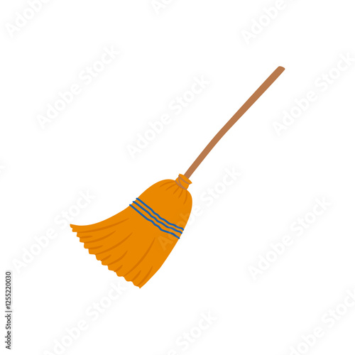 Witch Broom, Halloween Vector Illustration, Isolated