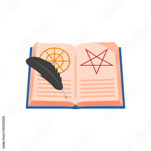 Magic Book, Halloween Vector Illustration, Isolated