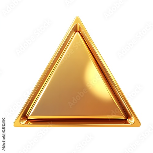 Shiny Golden Triangle Shape on White Background