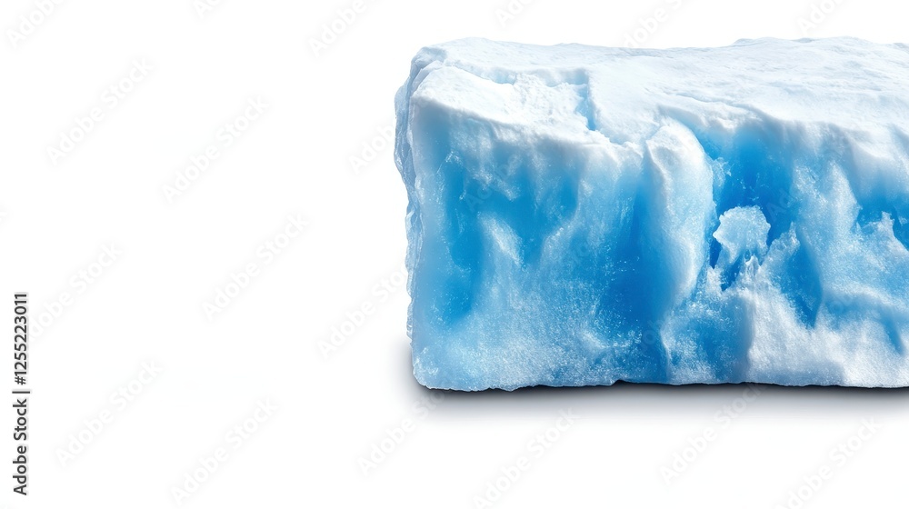 Light Blue Frozen Material Block Against White Background Light Blue Frozen Material Block Against White Background