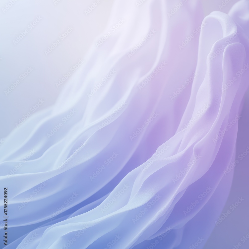 Obraz premium Layered fabric featuring deep lavender overlight blue, creating a subtle, ethereal depth through contrasting shades in this intimate close-up