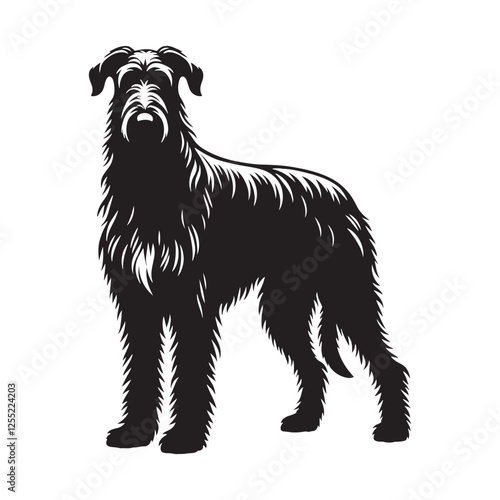 Irish Wolfhound silhouette with a noble expression and posture - Irish Wolfhound illustration - minimal Irish Wolfhound vector - dog silhouette
