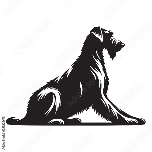 Well-defined Irish Wolfhound silhouette with sharp lines and curves - Irish Wolfhound illustration - minimal Irish Wolfhound vector - dog silhouette
