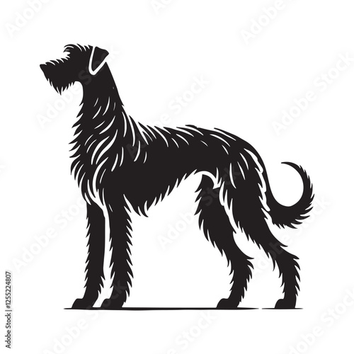 Detailed Irish Wolfhound silhouette showcasing its majestic stance - Irish Wolfhound illustration - minimal Irish Wolfhound vector - dog silhouette

