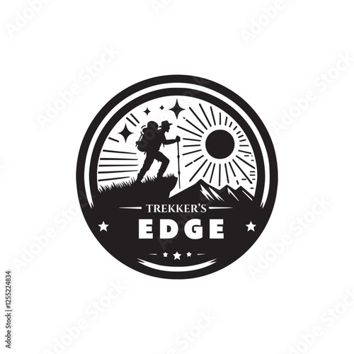 trekker's edge silhouette vector line art logo