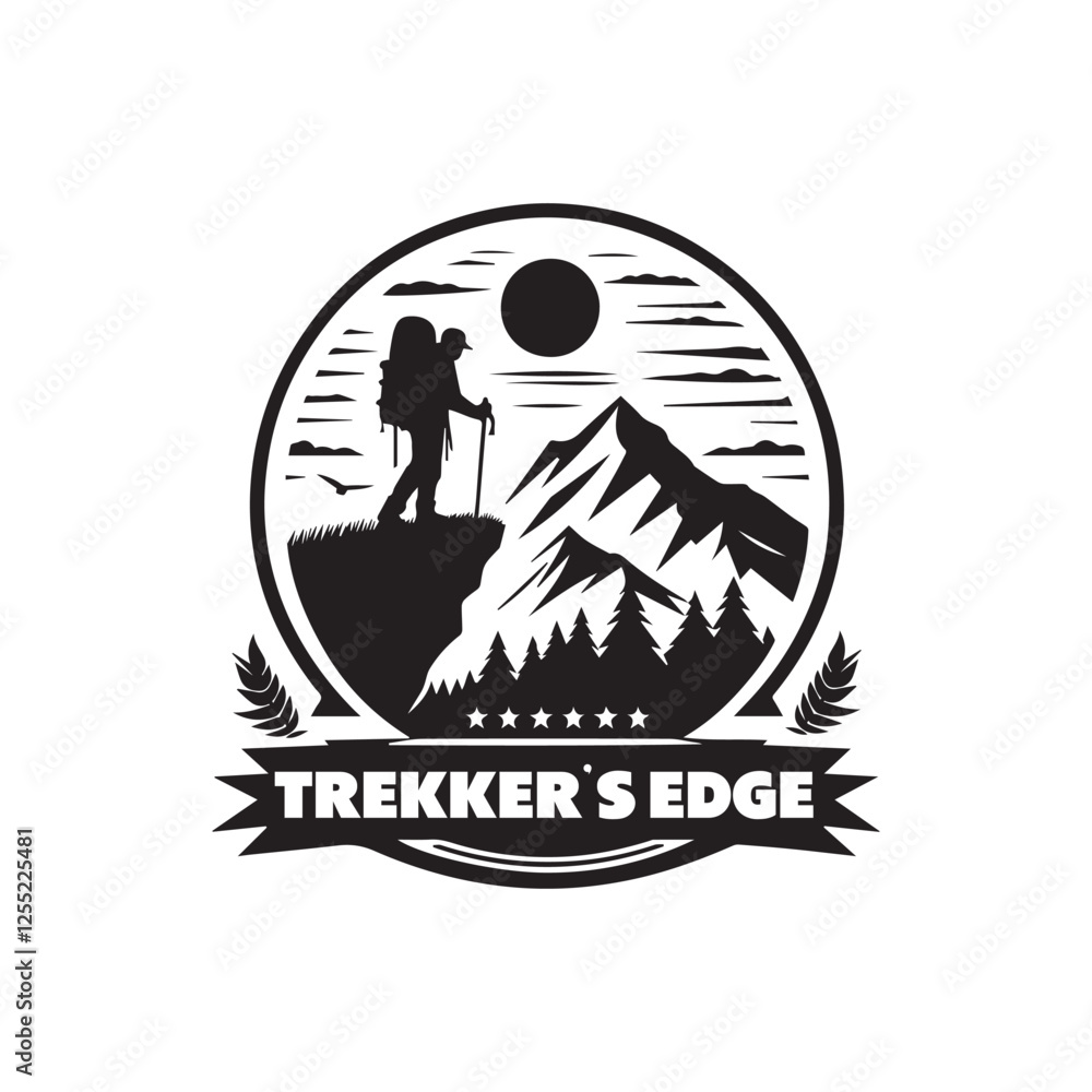 trekker's edge silhouette vector line art logo trekker's edge silhouette vector line art logo