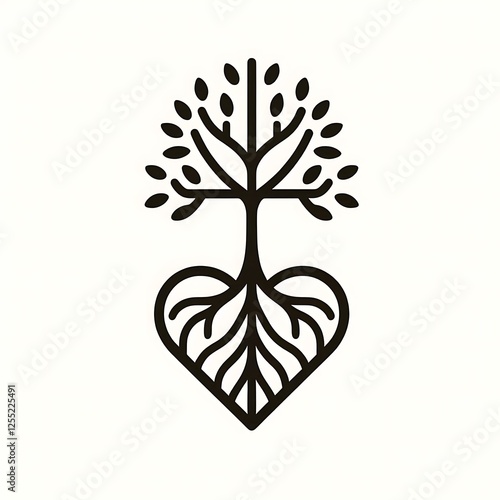 Minimalist Heart-Shaped Tree Icon