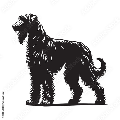 Simplistic Irish Wolfhound silhouette emphasizing its agile movement - Irish Wolfhound illustration - minimal Irish Wolfhound vector - dog silhouette
