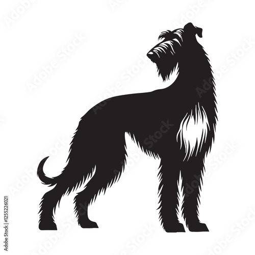 Sleek and refined Irish Wolfhound silhouette with bold definition - Irish Wolfhound illustration - minimal Irish Wolfhound vector - dog silhouette
