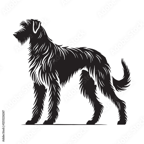 Distinctive Irish Wolfhound silhouette capturing its strong presence - Irish Wolfhound illustration - minimal Irish Wolfhound vector - dog silhouette
