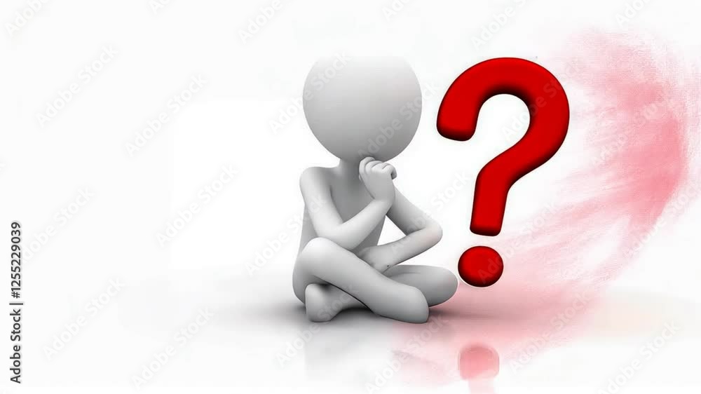 3D icon of a thinking person with a question mark on a white background, expressing doubt, curiosity, and problem solving Question mark, confusion, caution, questionnaire, 3D icon of a thinking person with a question mark on a white background, expressing doubt, curiosity, and problem solving Question mark, confusion, caution, questionnaire,