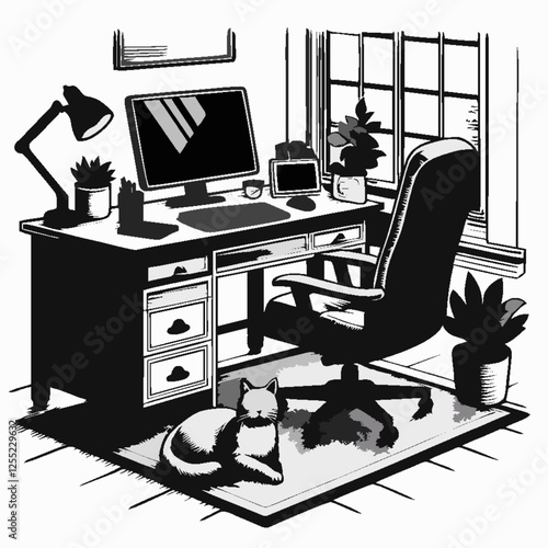 92.eps"High-quality image of a professional workspace with a computer, perfect for business, freelancing, remote work, IT services, and productivity concepts. Ideal for websites, presentations, market