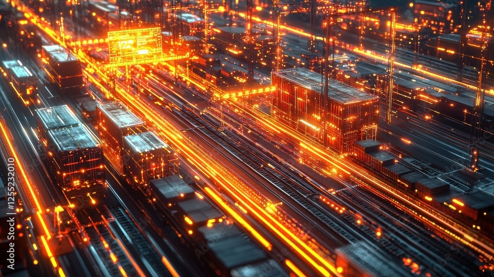 Glowing Industrial Complex At Night Glowing Industrial Complex At Night