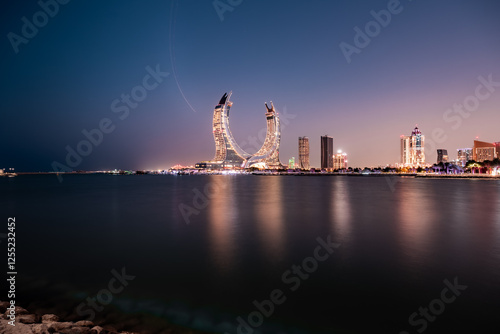 Night view of Lusail Marina