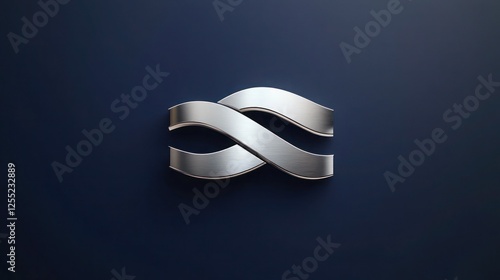 Sleek modern 3D logo mockup with metallic silver finish isolated on a dark blue background