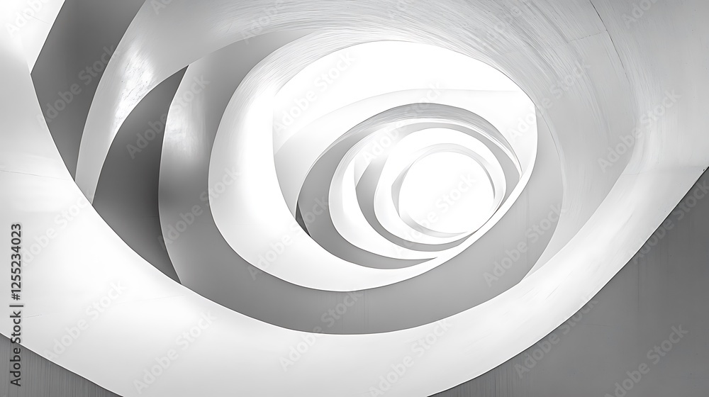 Abstract spiral staircase, modern architecture, interior design, bright light, 3D rendering, indoor space Abstract spiral staircase, modern architecture, interior design, bright light, 3D rendering, indoor space