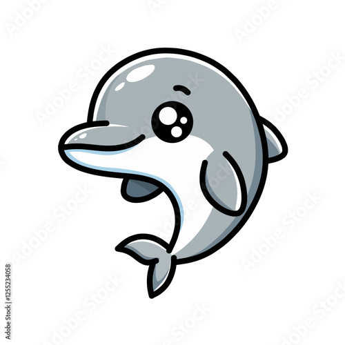 Cute Cartoon Dolphin Illustration in Simple Style