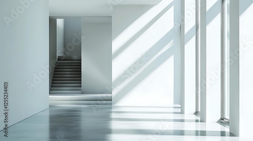 Modern Empty Hallway with Sunlight, Interior Design, Empty Space,  Possible Use Home, Hotel, Office