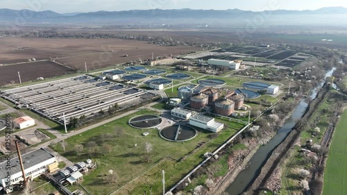 Cleaning construction for a sewage treatment. Wastewater treatment plant.   photo