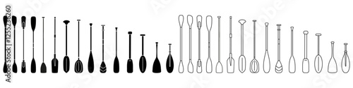 Paddle icon vector set. Oar illustration sign collection. Rowing symbol or logo.