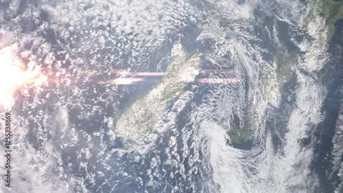 Zooming in on Ashburton, New Zealand frome space - Perfect for Travel Intros and Backgrounds. Realistic 3D Animation.