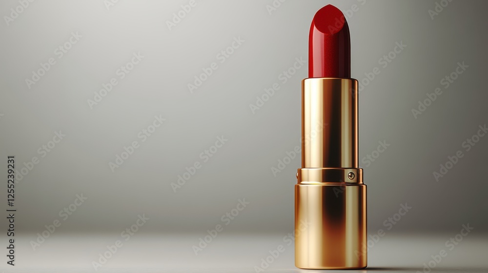 red lipstick in golden tube isolated on transparent background red lipstick in golden tube isolated on transparent background