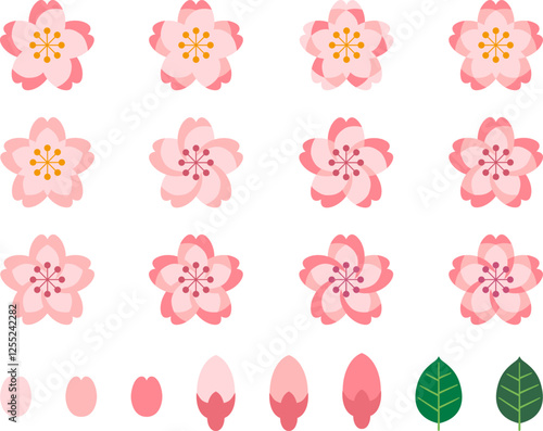 カラフルな桜の花のセットその5