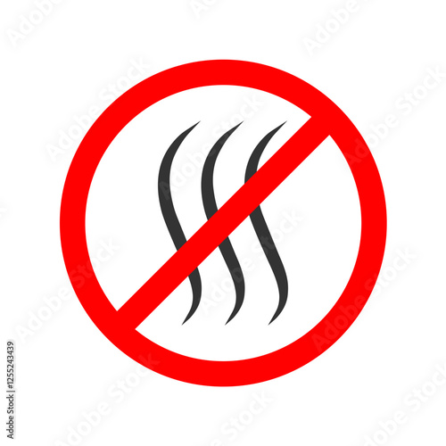 No bad odors graphic icon. Sign prohibiting strong smells. Symbol isolated on white background. Vector illustration