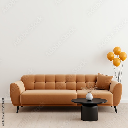 Cozy Modern Living Room with Stylish Couch and Decorative Accents