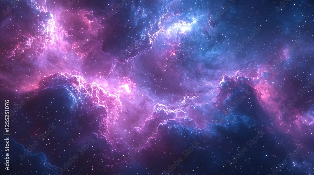 Vibrant nebula with pink and blue cosmic clouds. Vibrant nebula with pink and blue cosmic clouds.