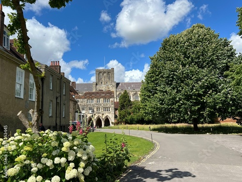 Cathedral close in Winchester, England