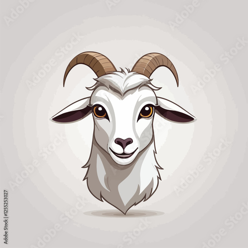 Cute cartoon goat, Cute goat character. cartoon drawing, label, vector illustration.	
