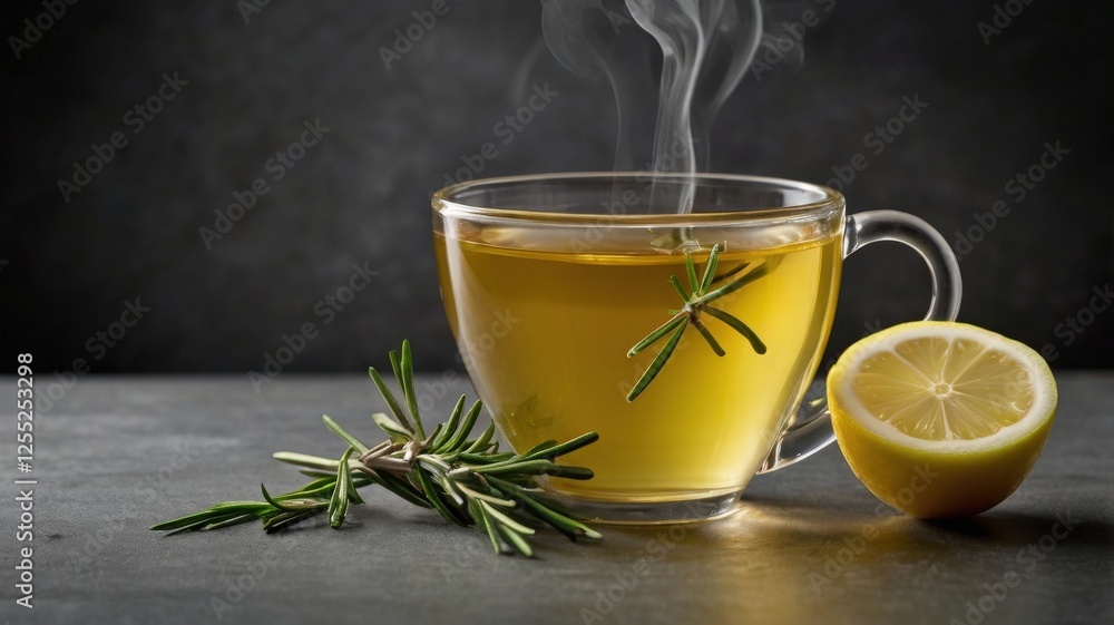 Soothing Serenity: A Delicate Herbal Tea Infused with Rosemary, Honey, and Lemon Soothing Serenity: A Delicate Herbal Tea Infused with Rosemary, Honey, and Lemon