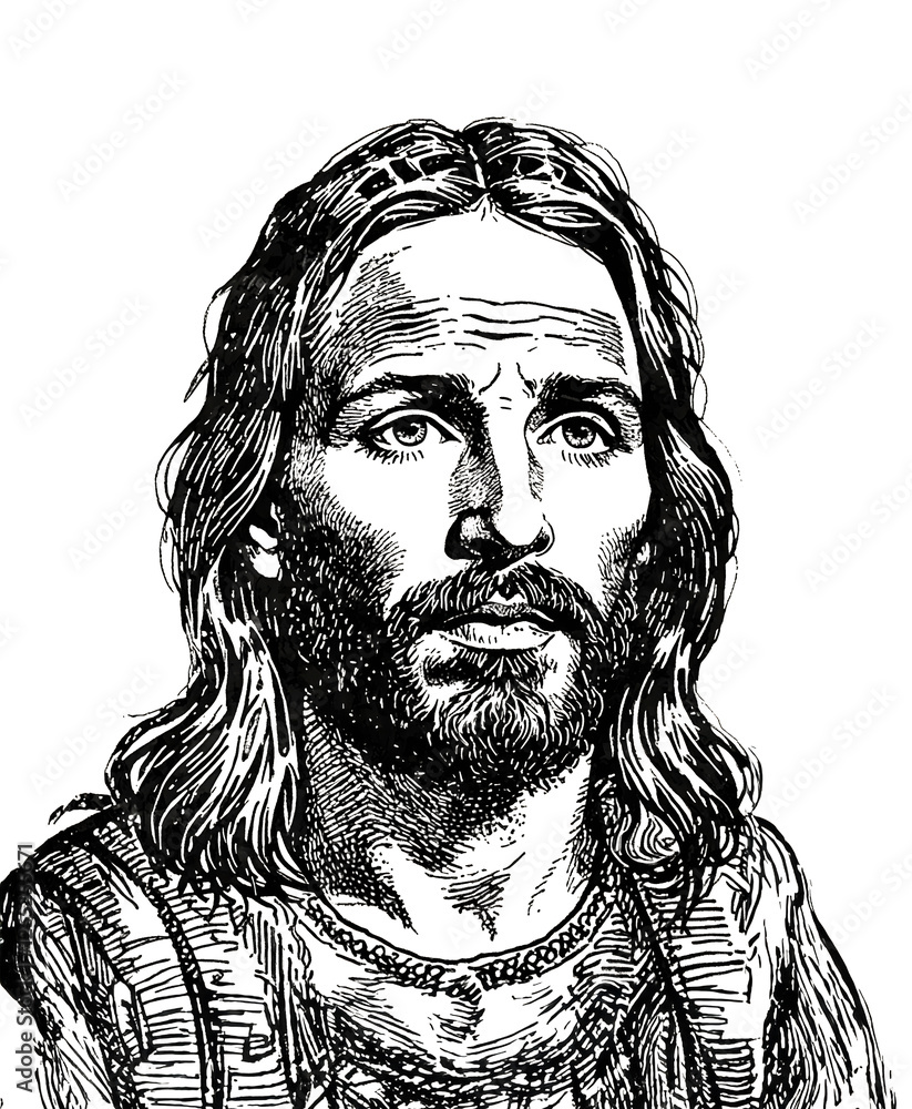 Portrait of Jesus in antique technique. transparent background Portrait of Jesus in antique technique. transparent background