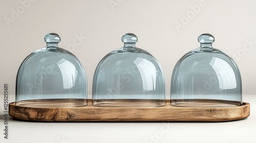 trays with cloches isolated on transparent background