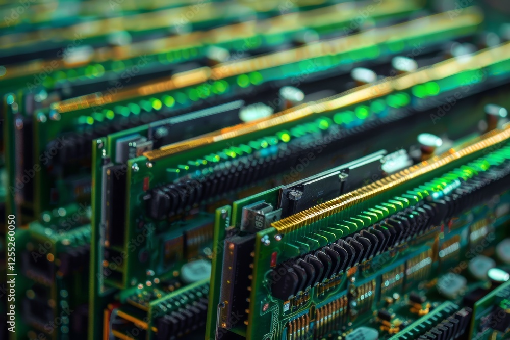 Obraz premium Computer RAM Modules Arranged in a Precise Order Showcasing Advanced Technology and Design