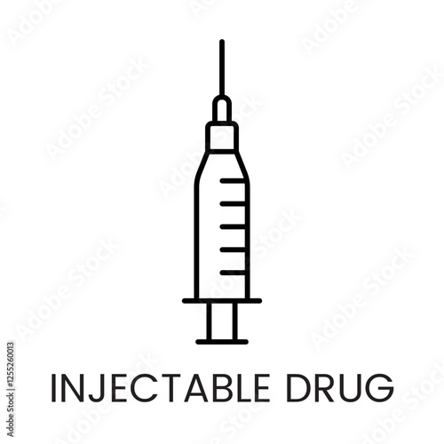 A syringe icon in vector, representing injectable drugs or vaccinations, with an editable stroke